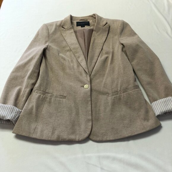 NWOT Kenneth Cole Select Single Button Front Career Beige Jacket Blazer Small - Picture 3 of 11
